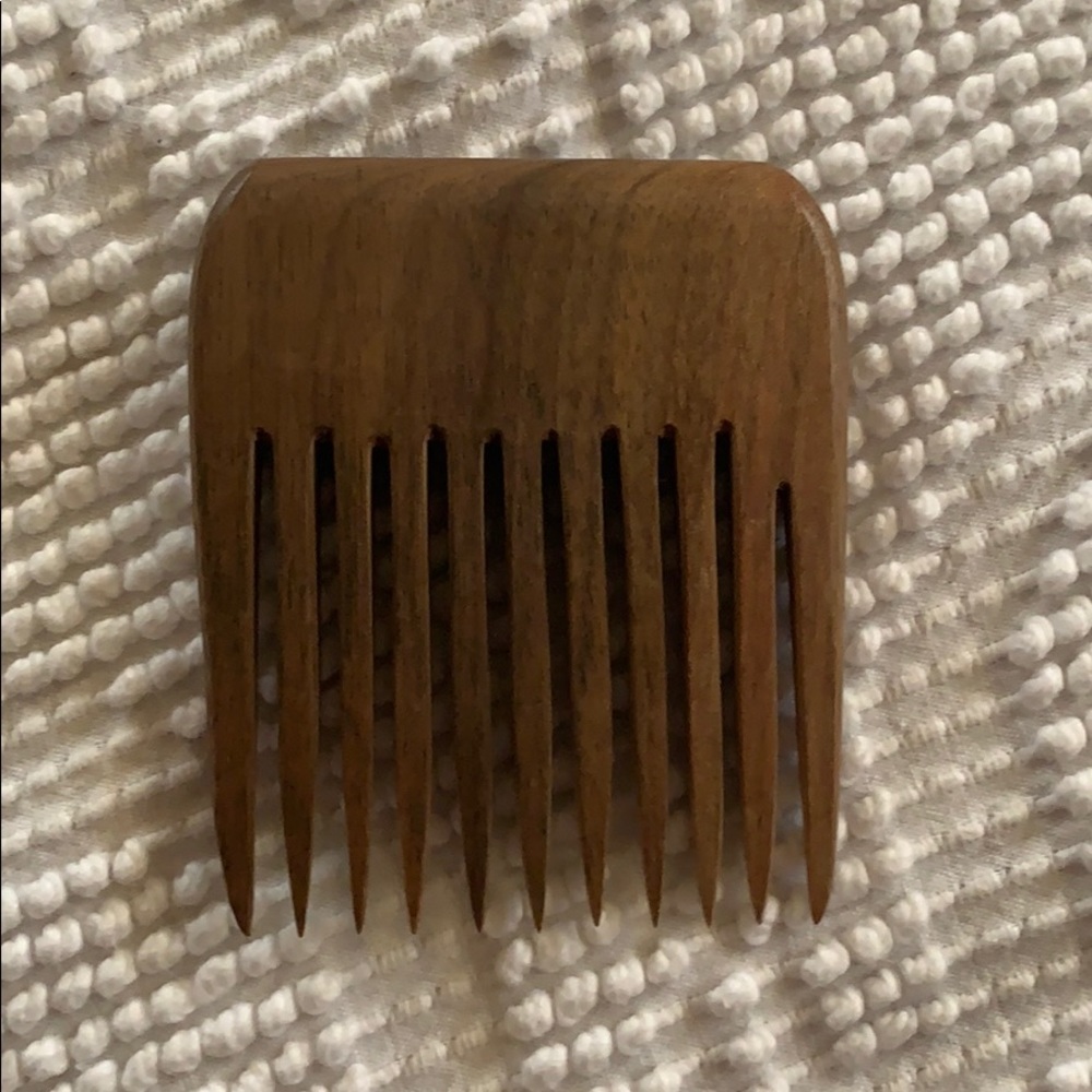 Hardwood brown hair comb 3” x 3 1/2” hand carved
